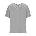 thumbnail image 4 of MESSUEN Plain Tshirt Business Casual Tops for Women Linen Shirts for Women Work Tops Office Work Tops Summer Tops Going Out Dressy Casual Beach Tops Comfort Gray 2XL, 4 of 7