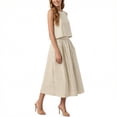 thumbnail image 5 of ZToonmas Women's Striped Crop Top and A-Line Midi Skirt Set Sleeveless Two-Piece Outfit for Spring and Summer, 5 of 6