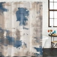 thumbnail image 3 of Brown Blue Waterproof Fabric Shower Curtain, Vintage Abstract Art Modern Waterproof Fabric Shower Curtain for Bathroom Curtains Bathtubs Hotel Washable Shower Curtains with 12 Hooks Stall 48x72in, 3 of 8