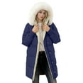 thumbnail image 6 of Sexlip Womens Winter Sherpa Lined Faux Fur Hooded Mid Long Parka Coat Thermal Warm Overcoats for Cold Freezing Weather Blue L, 6 of 9
