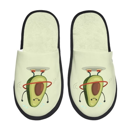 Balery Avocado1 Slient Indoor Furry Fleece Comfort House Shoes Soft Non-Slip Home Shoes Cotton slippers House Slippers-- Large