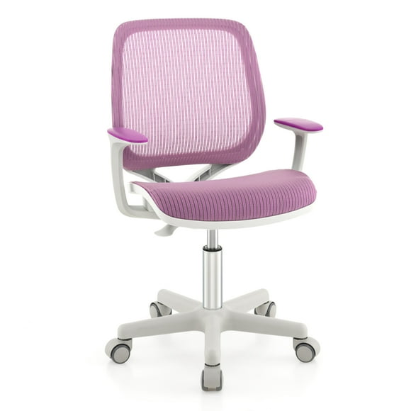 Topbuy Kids Desk Chair Ergonomic Children Study Chair with Breathable Mesh Back Armrests & Waterfall Edged Seat Purple