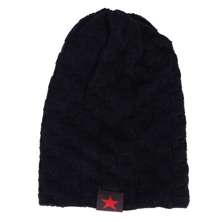 HERCHR Men and Women Fashion Hat, Men and Women Snow Cap, Unisex Winter Autumn Warm Knit Beanie Hats, Women's and Men Winter Hat, Small Five-Star Male and Female Hollow Double-Faced Knit Hat