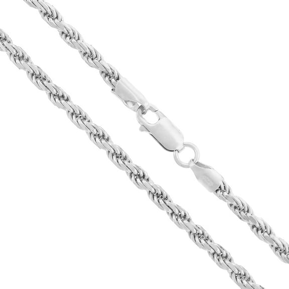 925 Sterling Silver 3.5MM Rope Diamond-Cut Chain Necklaces, Solid 925 Italy, Next Level Jewelry