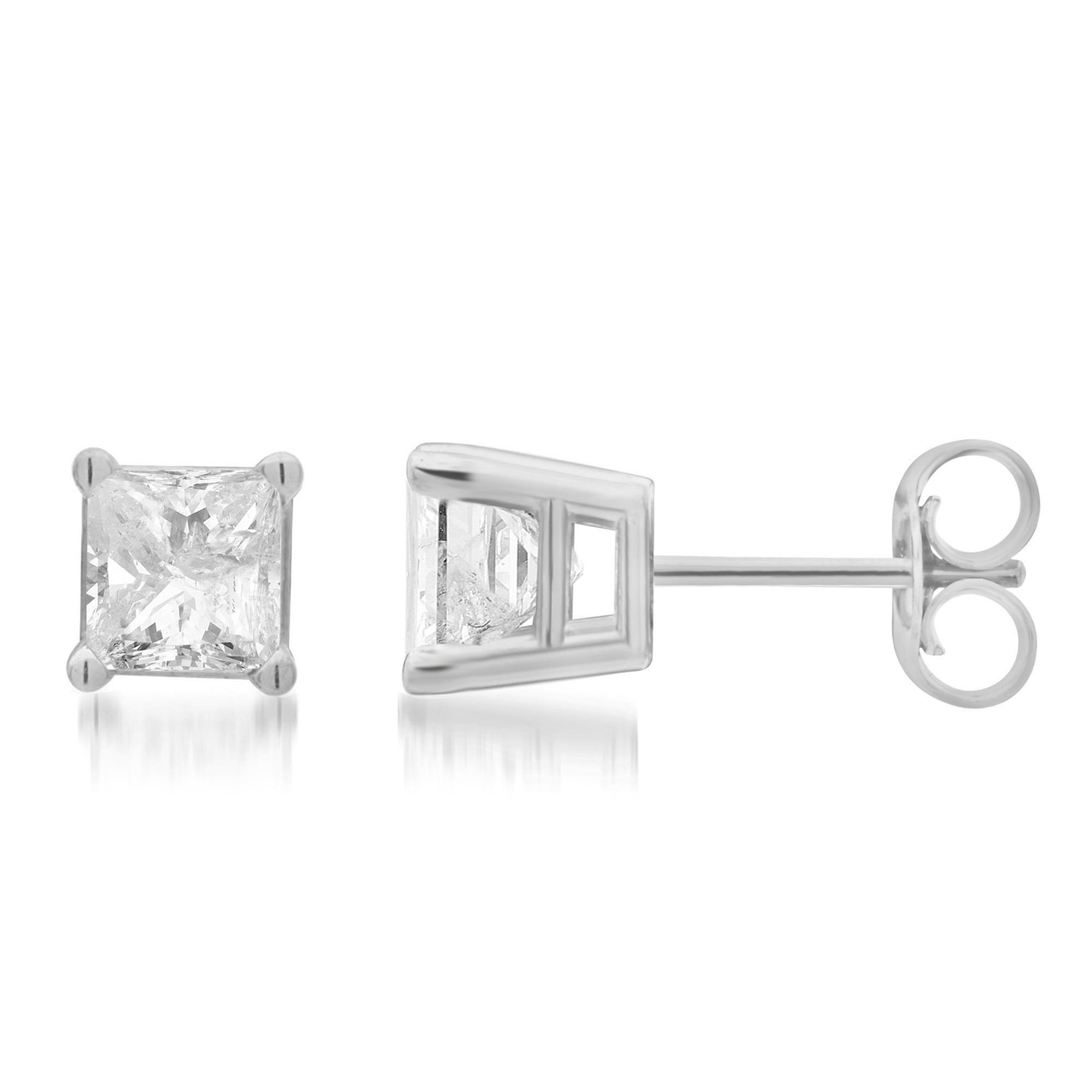 ONLINE - 2.0 Carat T.W. Princess Diamond 14K White Gold Stud Earrings ...