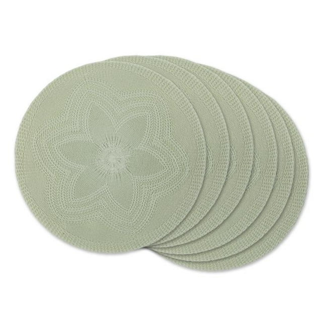 Design Imports CAMZ12796 Ensemble de 6 Napperons Ronds Tissés Floraux, Menthe