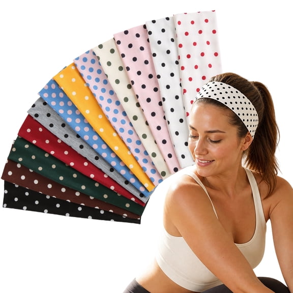 12 PCS Polka Dot Headbands for Women Trendy Colorful Women Hair Accessories: 2.4" Cute Head Bands for Women's Hair Fashion Hairbands
