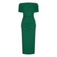 thumbnail image 4 of ZZwxWA Womens Off The Shoulder Sexy Skinny Fit Cocktail Party Dress Solid Color Oversize Maxi Long Dress Short Sleeve Backless Formal Gown Army Green Small, 4 of 6