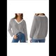thumbnail image 3 of Blusas de Larga para Mujer, Blusas de Otoño, Camisetas Informales de Cuello en V Suaves y de Gran Tamaño, Ropa de Moda, Conjuntos Gris M, 3 of 6