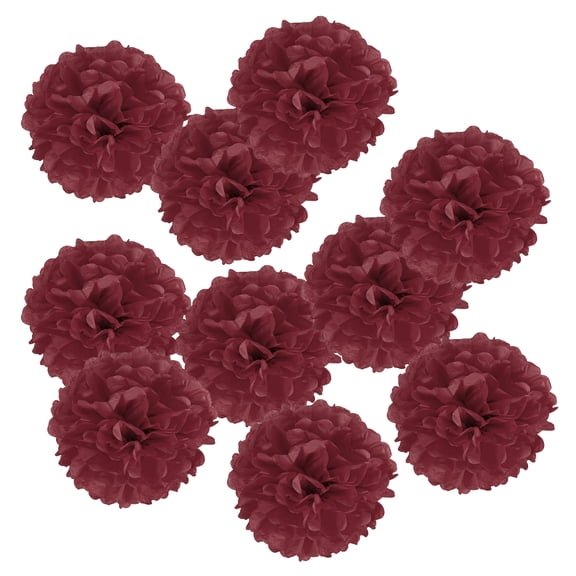 Uxcell 8" Tissue Pom Poms Paper Flowers Ball Wedding Party Decoration, Dark Red 10 Pack
