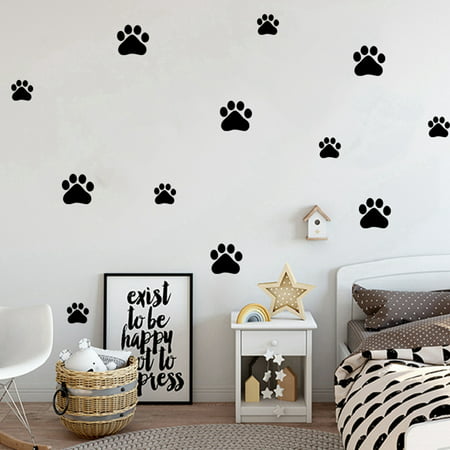 Wall Decal Lovely Dog Footprint Pattern Easy Peel & Stick Safe on Walls Paint Removable Art Sayings Sticker Wall Paper Sheet Set for Nursery Room Kids Girls Boys Room