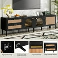 thumbnail image 4 of 71'' LED TV Stand, Boho Entertainment Center With 3 Doors & 2 Drawers, Modern Console Table With Rattan Decor, Walnut Media Console for TVs Up to 80'', Cabinet for Living Room, 4 of 7