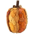 thumbnail image 2 of Fall Harvest Pumpkin with Layered Leaves and Pinecones - 9.75" - Orange and Brown, 2 of 7