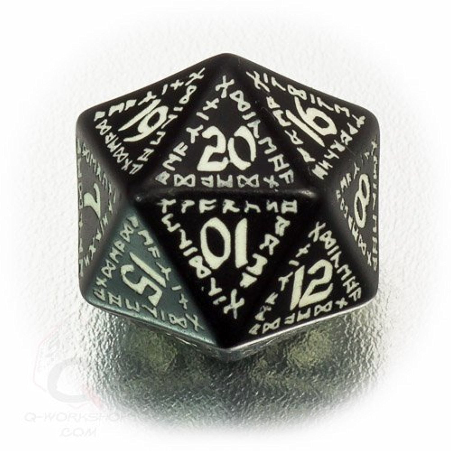 Runic Black-glow-in-the-dark Dice Set by Q-Workshop