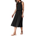 thumbnail image 4 of INSPIRE CHIC Women's 2 Piece Skirt Set Sleeveless Crop Tank High Waist A-Line Midi Skirt Casual Summer Outfits Black XS, 4 of 6