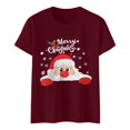 thumbnail image 5 of Merry Christmas Tshirts Women Short Sleeve Casual Crewneck Cute Santa Claus Graphic Tees Holiday Party Tops, 5 of 5