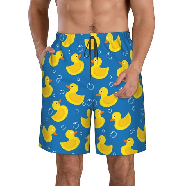 Balery Rubber Duck Traje de Baño Estilo Hawaiano para Hombre, Shorts de Secado Rápido con Bolsillos-X-Large