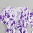 thumbnail image 6 of Staki Swim Suits Dresses for Teen Girls Girls Swimsuit 3 Piece Tropical Print Bikini Set Criss Cross Bathing Suit with Drawstring Quick Dry Cover Up 6-9Y 10-13Y(Purple,12-13 Years), 6 of 8