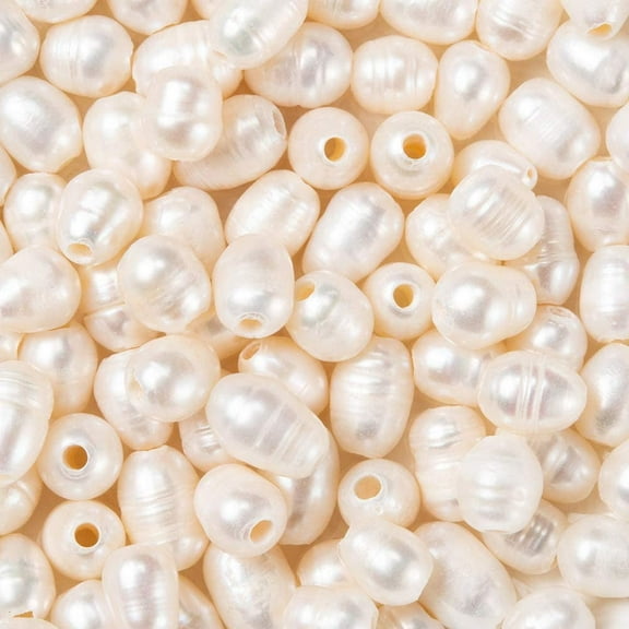 100pcs 7-10mm Oval Natural Cultured Freshwater Pearl Loose Beads for Jewelry Making