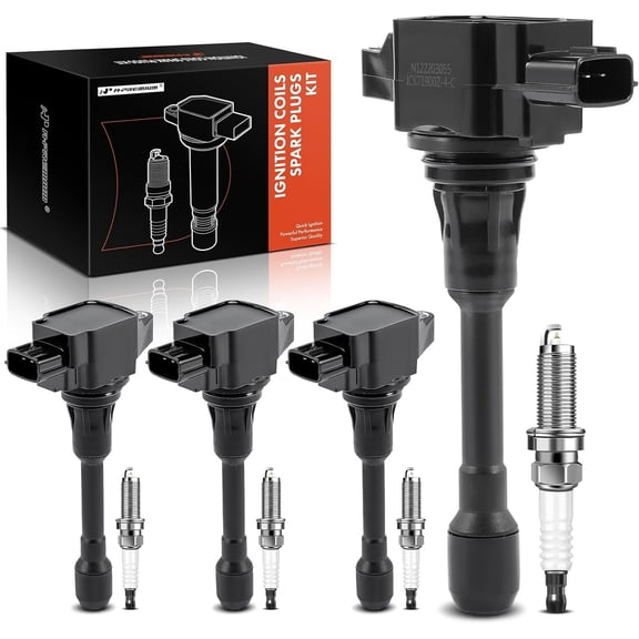 A-Premium Set of 4 Ignition Coil Pack and Iridium Spark Plugs Compatible with Nissan Versa 2012 1.6L 1.8L, 2013-2019 1.6L, Versa Note 2014-2019 1.6L, Micra 2015-2019 1.6L, Replace# 224481HC0A