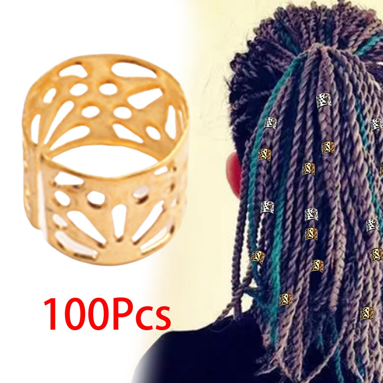Hair Jewelry For Women Dreadlock Braid ADJUSTABLE Cuffs Silver & Gold Beads Clip Dread Tubes Rings UK E Hair Jewelry For Braids - Foto 10
