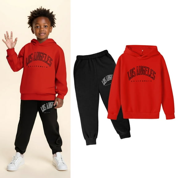 Teen Girls Boys Sweatsuit Set,2PC Long Sleeve Letter Pattern Pullover Hoodie Sweatpants Joggers Set Fall Winter Clothes Boys Sets 13-14 Years