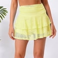 thumbnail image 5 of Doomiva Women's Lace Layered Mini Skirt Outfits A Line Cute Tiered Ruffle Skirt Y2K Streetwear Yellow M, 5 of 6