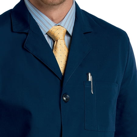 Landau Men's Essential Lab Coats Classic Relaxed Fit Breathable Fade Resistant 3 Pockets Button Mid-Length Lab Coat Scrub, Style 3163