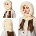 thumbnail image 2 of Women’s 3-in-1 Winter Balaclava Hat – Fleece Lined Beanie with Scarf & Neck Warmer, Thermal Knitted Ski Mask, Beige, 2 of 6