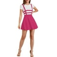 thumbnail image 2 of MODA NOVA Junior's Party Costume Elastic Waist Cut Out A Line Mini Suspender Skirt Fuchsia XS, 2 of 5