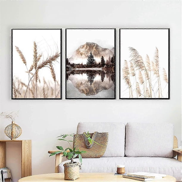 Premium poster set - set of 3 pictures - stylish home decoration for bedroom and living room | Posters Vintage | Pictures beige - without picture fram