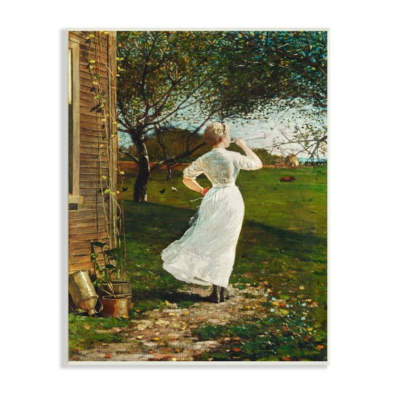 Stupell Industries Classic Woman Instrument Rural Vintage House Painting Painting Unframed Art Print Wall Art, Design by Lettered and Lined