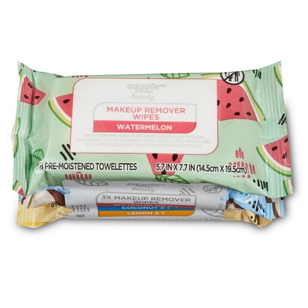 Equate Beauty Makeup Remover Wipes - Watermelon, Coconut & Lemon, 3 Count