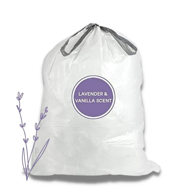 Plasticplace Simplehuman®* Code J Compatible Drawstring Trash Bags, 10-10.5  Gallon (200 Count), Lavender & Soft Vanilla Scented 