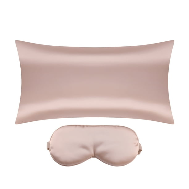 Funda de almohada de satén REGALWOVEN con cremallera oculta y máscara de sueño Reina Rosa