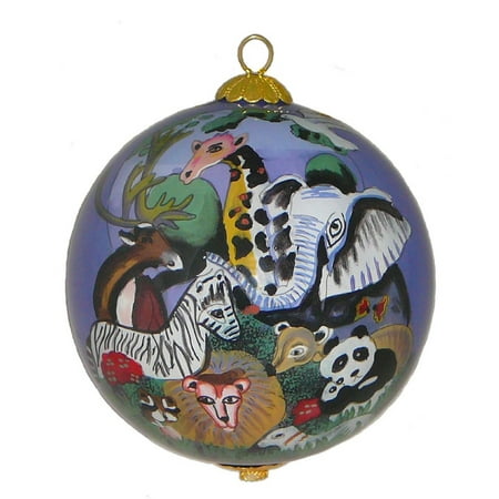  Zoo  Animals Wildlife Reverse Painted Glass Christmas  Tree 