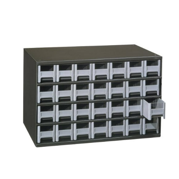 Akro-Mils 19228 Armoire de Rangement en Acier pour Pièces et Matériel (17 Pouces L x 11 Pouces P x 11 Pouces H), 28 Tiroirs, Gris