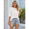 thumbnail image 6 of Women'S Casual Short Sleeve Loose Tunic Tops Light-Weight Crochet Knit Summer Sweaters Blouses White XL, 6 of 8