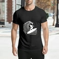 thumbnail image 4 of Black T Shirts for Men, Surfer,Wave,Black And White,Graphic Mens Graphic Tees, 25060422,S, 4 of 8