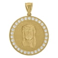 thumbnail image 3 of Auriga 10K Yellow Gold Cubic Zirconia Jesus Face Religious Medallion Charm Pendant for Women, 3 of 5