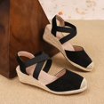 thumbnail image 5 of CYMMPU Women's Cross Elastic Strap Closed Toe Espadrille Wedge Sandals, Slingback Summer Casual Shoes Black 41, 5 of 6