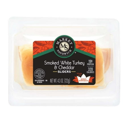 Deli Express Smoked White Turkey and Cheddar Slider, 4.3 Ounce -- 8 per case.