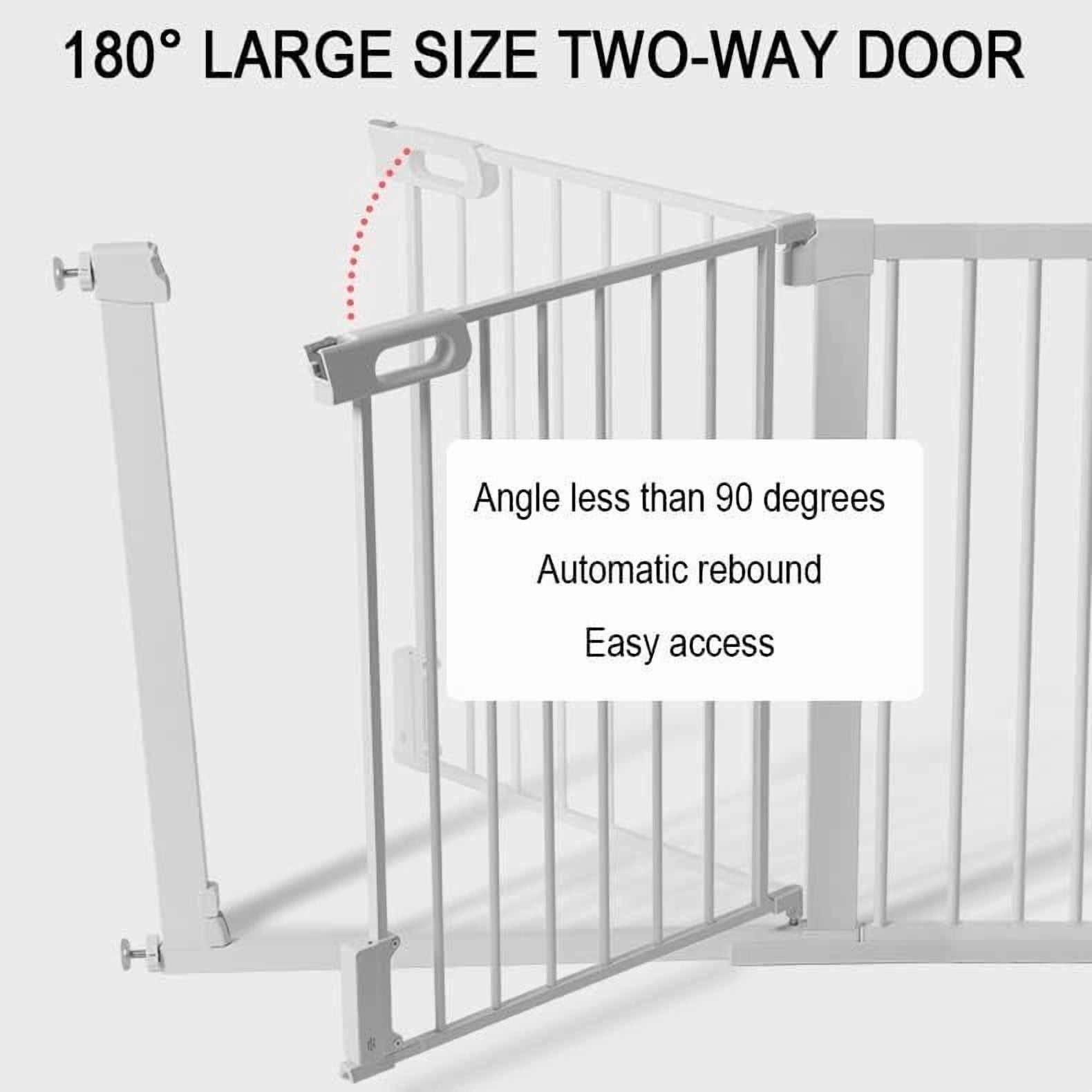 Gamvdout Stair Gate for Dogs, Wide 75-82Cm Metal Safety Gate, Tall 76Cm Pet Fence, for Doorways Hallways/White/Upgrade