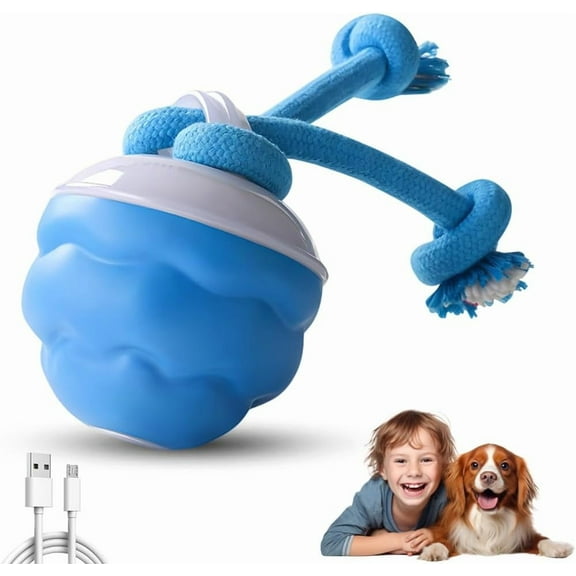 Power Tail 2.0 Dog Toy, Smart Touch-Activated Automatic Rolling Ball, USB Rechargeable Bouncing Dog Ball, Suitable for Cats and Small to Medium-Sized Puppies (Blue)