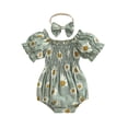 thumbnail image 1 of Coduop Baby Girls Bodysuit Jumpsuit Set Daisy Print Short Sleeve Ruched Rompers,with Headband, 1 of 8