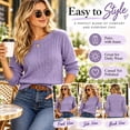 thumbnail image 4 of Women's 3/4 Sleeve Cable Knit Sweater,Crew Neck Lightweight Pullover Casual Soft Knitted Top for Fall Winter Daily Wear, 4 of 6