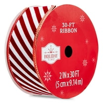 Red and White Stripe Christmas Ribbon, 2" x 30', by Holiday Time