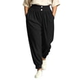 thumbnail image 6 of Rrxhxhs Harem Pants for Women Plus Size Solid Color High Waist Double Button Loose Casual Joggers with Pockets, 6 of 9