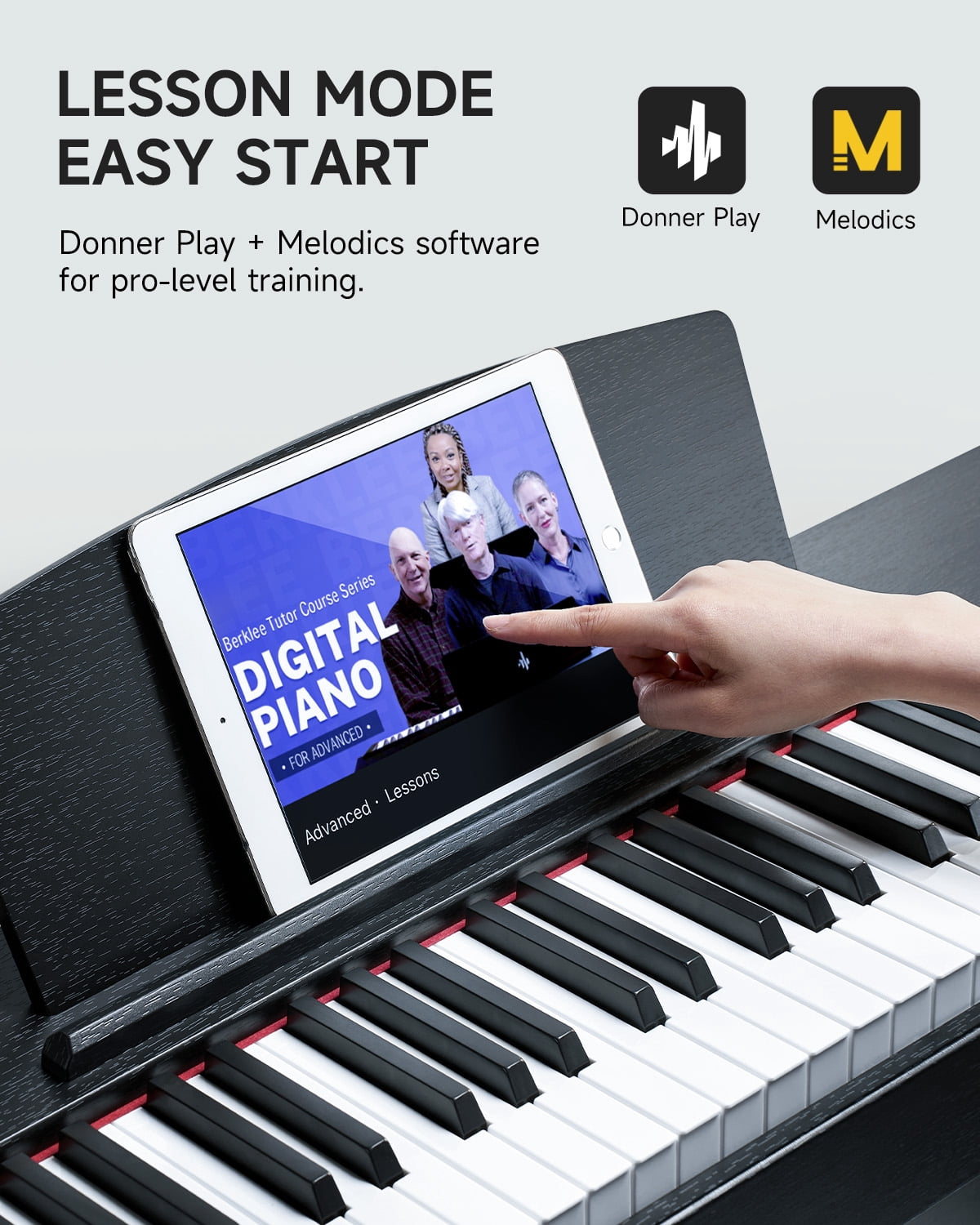 Donner DDP-50 LITE 88-Key Weighted Digital Piano for Beginners, Full Size Electric Piano with Music Stand, Power Adapter, Sustain Pedal, Built-in Lessons, 1000 Tones & Rhythms, Black
