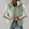 thumbnail image 2 of zuwimk Cropped Puffer Vest,Women's Winter Crop Vest Lightweight Sleeveless Warm Outerwear Puffer Vest Padded Gilet Mint Green,M, 2 of 5